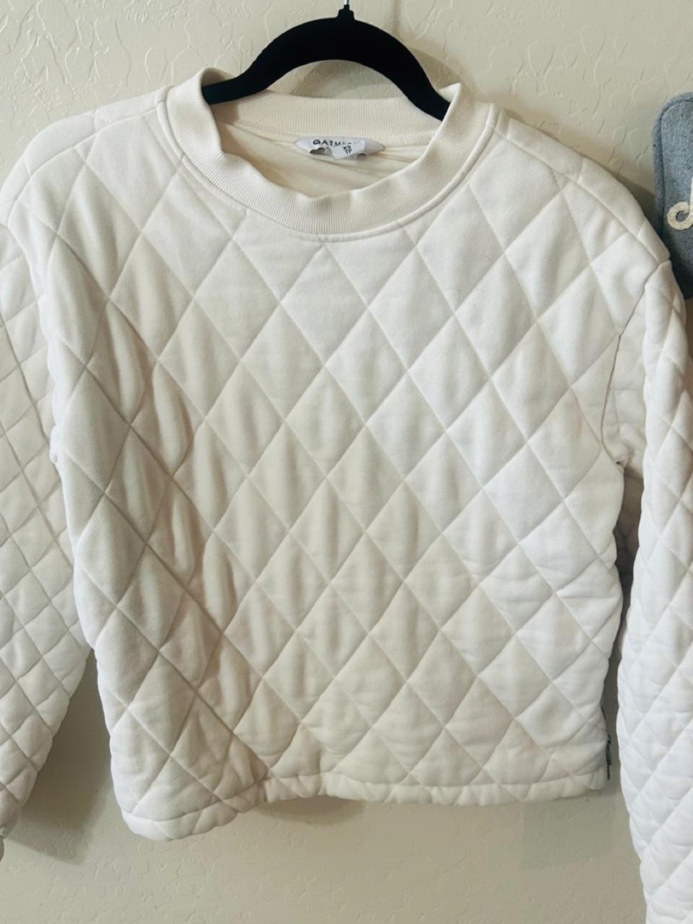 Athleta White Quilted Crewneck Sweatshirt